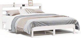 vidaXL Cadru de pat fără saltea, alb, 140x200 cm, lemn masiv pin