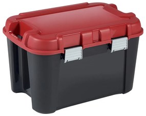Cutie de depozitare roșie/neagră din plastic cu capac 59x39,5x36 cm Totem – Curver