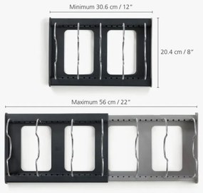 Organizator de vase Joseph Joseph 85167, 7 Separatoare reglabile, Extensibil, Gri/Negru