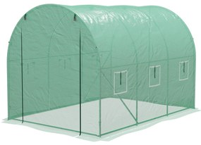 Outsunny Seră de Grădină Tunel 6 m² cu sistem de irigare integrat, 3L x 2l m 6 ferestre Ușă rulabilă Verde | Aosom Romania