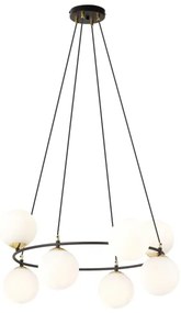 Lustră pe cablu AZURA 8xE14/10W/230V negru/alb