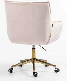 HR560K Scaun Catifea Roz Pudra cu Bază Aurie