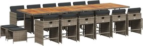 vidaXL Set mobilier de grădină cu perne, 17 piese, gri, poliratan