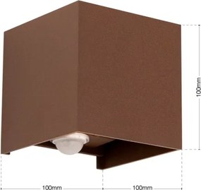 Orion- Aplică de perete LED pentru exterior cu senzor CUBE-S LED/13W/230V IP54 maro