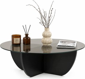 Masuta cafea LIYA, negru/transparent, sticla/PAL, 90x90x30 cm