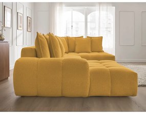 Colțar galben muștar extensibil/cu spațiu de depozitare cu tapițerie din chenille (cu colț pe partea dreaptă/în formă de "U") Everest – Bobochic Paris