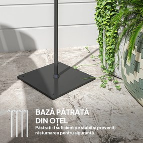 Outsunny Lampă de Exterior Solară cu 3 Lumini în Stil Boho cu Bază Pătrată, 45x45x178 cm, Negru | Aosom Romania