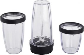 Blender Crown CTB-1000, 300 W, 4 lame, 3 pahare cu capace – 300/480/540 ml, Functie Pulse, Negru