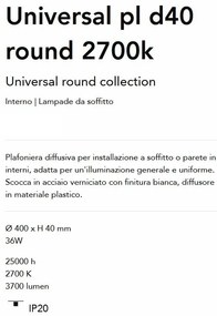 Plafoniera LED design circular, Universal pl d40 round 2700k