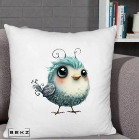 Perna Decorativa Pui Teal cu Aripioare Ornamentale, 40x40 cm, Alb Pufos, Husa Detasabila, Perna Inclusa, BEKZ®