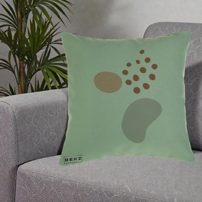 Perna Decorativa Abstract Forme Organice Pastel, 40x40 cm, Verde, Husa Detasabila, Perna Inclusa, BEKZ®