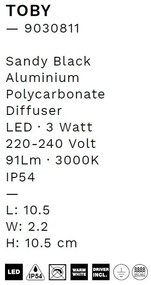 Spot LED aplicat iluminat exterior ambiental IP54 TOBY negru
