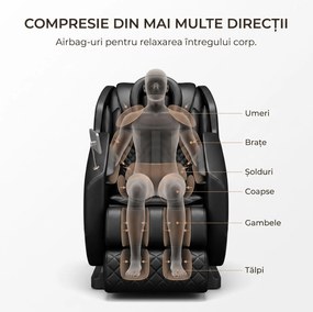Fotoliu masaj GAIUS ULTRA PRO cu comanda vocala AI, Zero Gravity si incalzire lombara, Negru