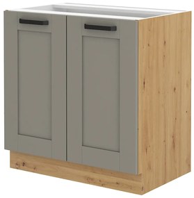 Dulap inferior de bucătărie Lucid 80 D 2F BB (Stejar artisan + claygrey). 1045482