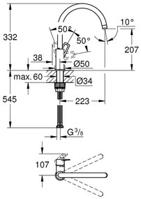 Baterie bucatarie Grohe Start Loop, monocomanda, cartus ceramic, crom -omada, ajustabil, crom - 31374001