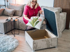 OFERTA Taburet albastru inchis SMART COSARO cu spatiu de depozitare 65x65 cm Clasa II