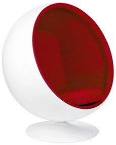 Fotoliu pivotant design exclusivist BALL White-Red