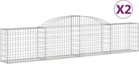vidaXL Coșuri gabion arcuite, 2 buc., 300x30x60/80 cm, fier galvanizat