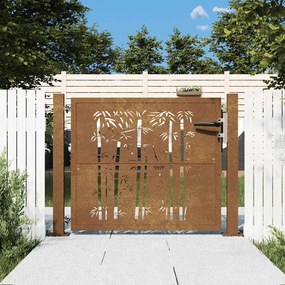 vidaXL Poartă pentru grădină, 105x105 cm, oțel corten, model bambus