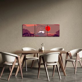 Tablou - Munții Fuji (cu ceas) (90x30 cm)