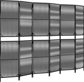 vidaXL Separator de cameră cu 6 panouri, negru, poliratan