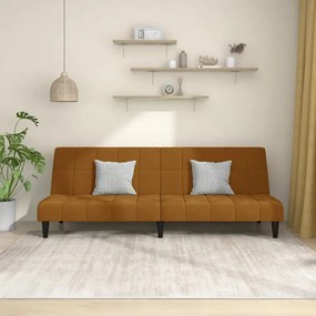 337510 vidaXL Canapea extensibilă cu 2 locuri, maro, catifea
