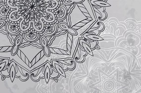 Tapet Mandala în design alb-negru