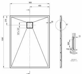 Cadita de dus dreptunghiulara Deante Correo alb 120x90 cm