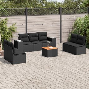 3225397 vidaXL Set mobilier de grădină cu perne, 8 piese, negru, poliratan