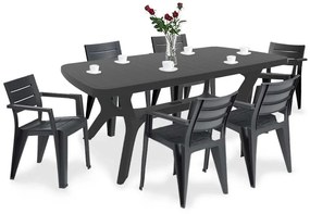 Set mobilier de grădină Juliemore 6+1, grafit