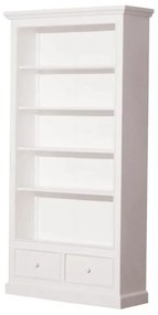 Biblioteca, alba, din lemn masiv, L108 cm, aspect vintage, Classic