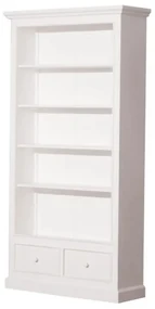 Biblioteca, alba, din lemn masiv, L108 cm, aspect vintage, Classic