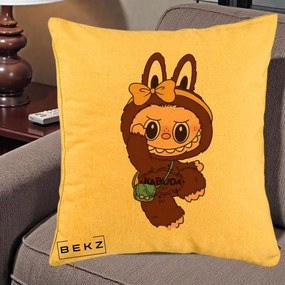 Perna Personalizata Kabuda Maro cu Funda Aurie, 40x40 cm, Galben, Husa Detasabila, Perna Inclusa, BEKZ®