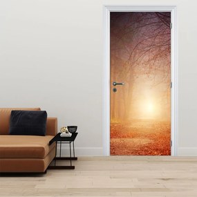 Fototapet pentru usă - Pădure în ceață toamna (95x205cm)