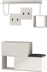 Set hol HOLDON, alb/gri, PAL melaminat, format din cuier, pantofar, po