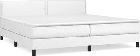 vidaXL Pat box spring cu saltea, alb, 200x200 cm, piele ecologică