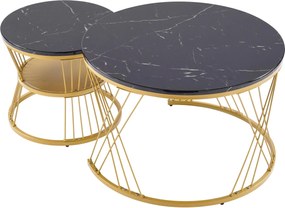 Set modern de măsuțe nesting, 2 piese, 70x70x45 cm/45x45x40 cm, Negru