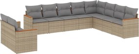 vidaXL Set canapele de grădină cu perne, 10 piese, bej, poliratan