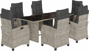 vidaXL Set mobilier de grădină cu perne, 7 piese gri deschis poliratan