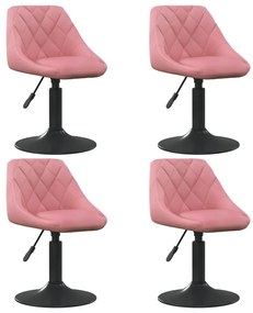 vidaXL Scaune de masă pivotante, 4 buc, roz, catifea