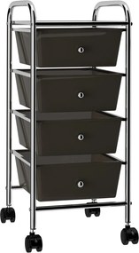 vidaXL Cărucior de depozitare mobil cu 4 sertare, negru, plastic