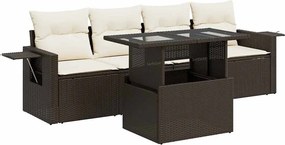 vidaXL Set canapele de grădină cu perne, 5 piese, maro, poliratan