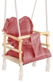 Leagan pentru copii, lemn, perna inima roz, 33.4x34.5x25 cm, Springos