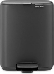 Cos de gunoi Brabantia Bo Pedal 1010132, 7 l, Inchidere lenta, Baza cauciucata, Finisaj mineral, Gri inchis