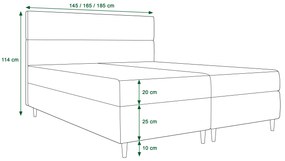 Pat matrimonial Boxspring 160 cm Flu (bej deschis) ( cu saltea și sp. depozitare). 1046545