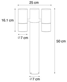 Lampă de exterior pe stativ neagră 50 cm 2 lumini reglabile - Duo