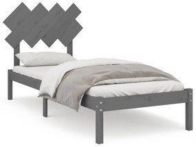 3104835 vidaXL Cadru pat, gri, 90x190 cm, lemn masiv simplu
