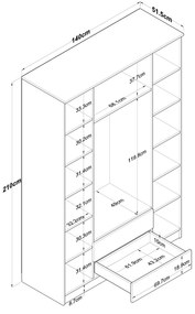 Dulap de haine Bastet 2331 (nuc + alb). 1101408