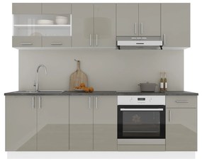 Set haaus V15, Gri Lucios/Alb, MDF, Blat Thermo 28 mm, L 240 cm