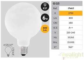 Bec LED E27 GLOBE MATT 6W 2700K 17465
